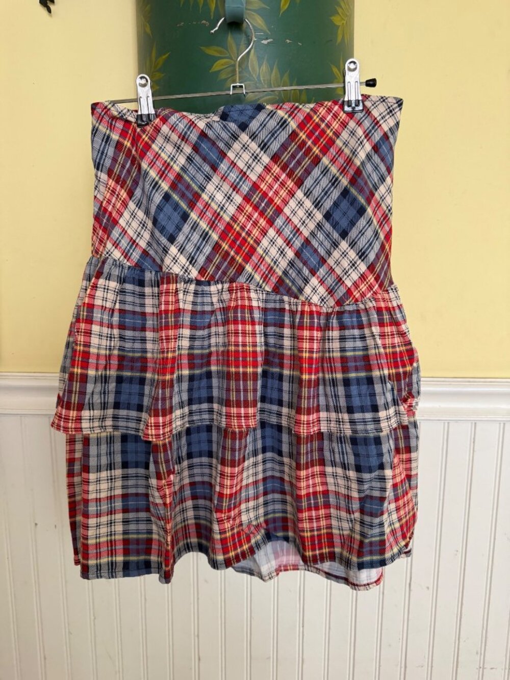 Torrid Womens Red & Blue Plaid Tiered Skirt Size 22 Cotton Blend